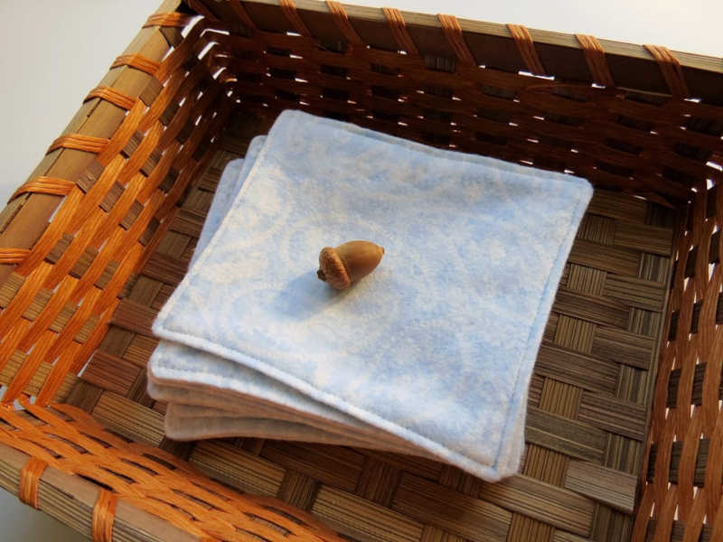 Reusable toilet cloth wipes in a basket